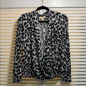 Michael Kors grey/black leopard blouse